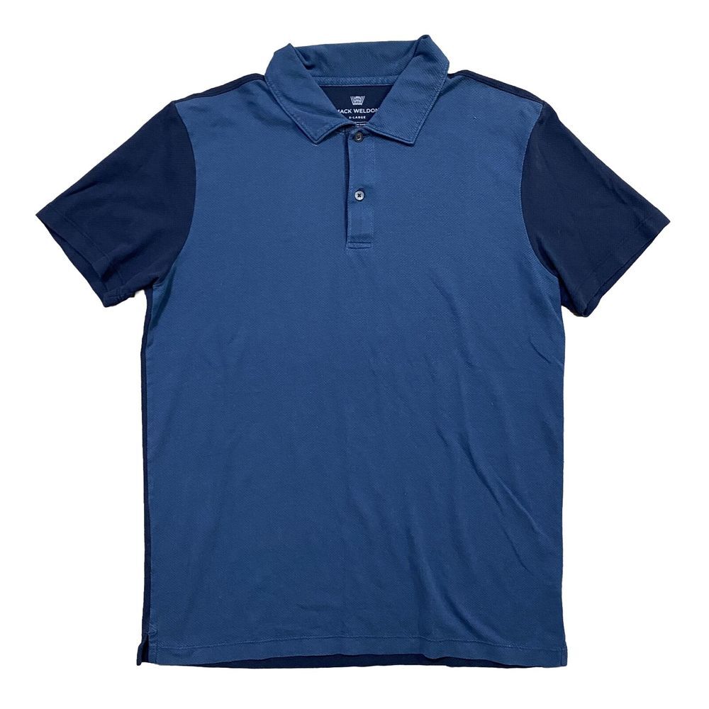 Mack Weldon Polo Shirt Mens XL‎ Blue Two Tone Short Sleeve Golf Tennis Stretch